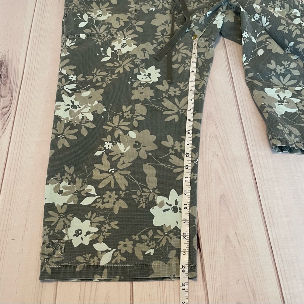 Y2K Gloria Vanderbilt Ripstop Floral Capri Pants Women’s 14 Green Utility Sporty - Picture 14 of 16